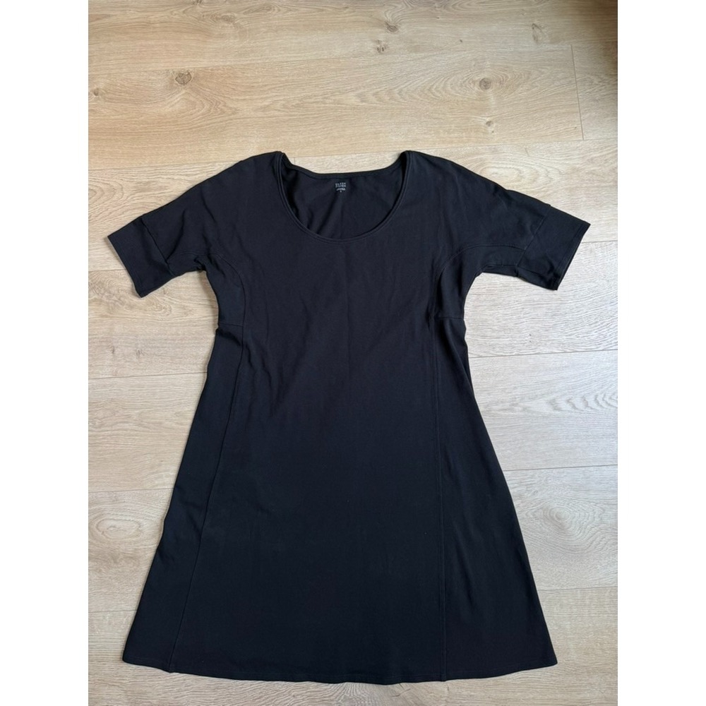 EUC Eileen Fisher black swing elbow sleeve stretch scoop neck tunic organic sz S